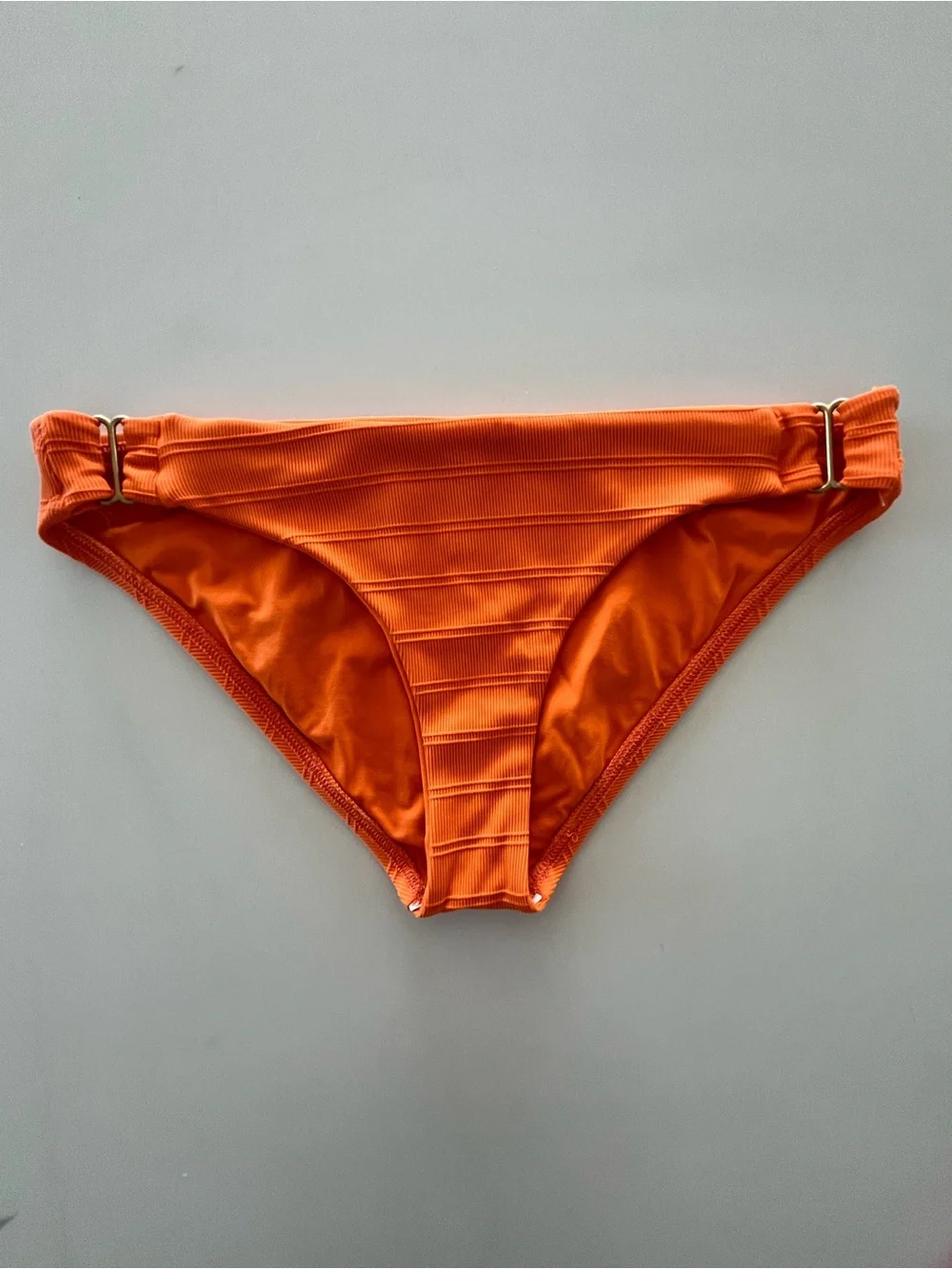 L*Space Rosemary Style Ribbed Orange Tangerine Full Cut Bikini Bottoms Sz Small